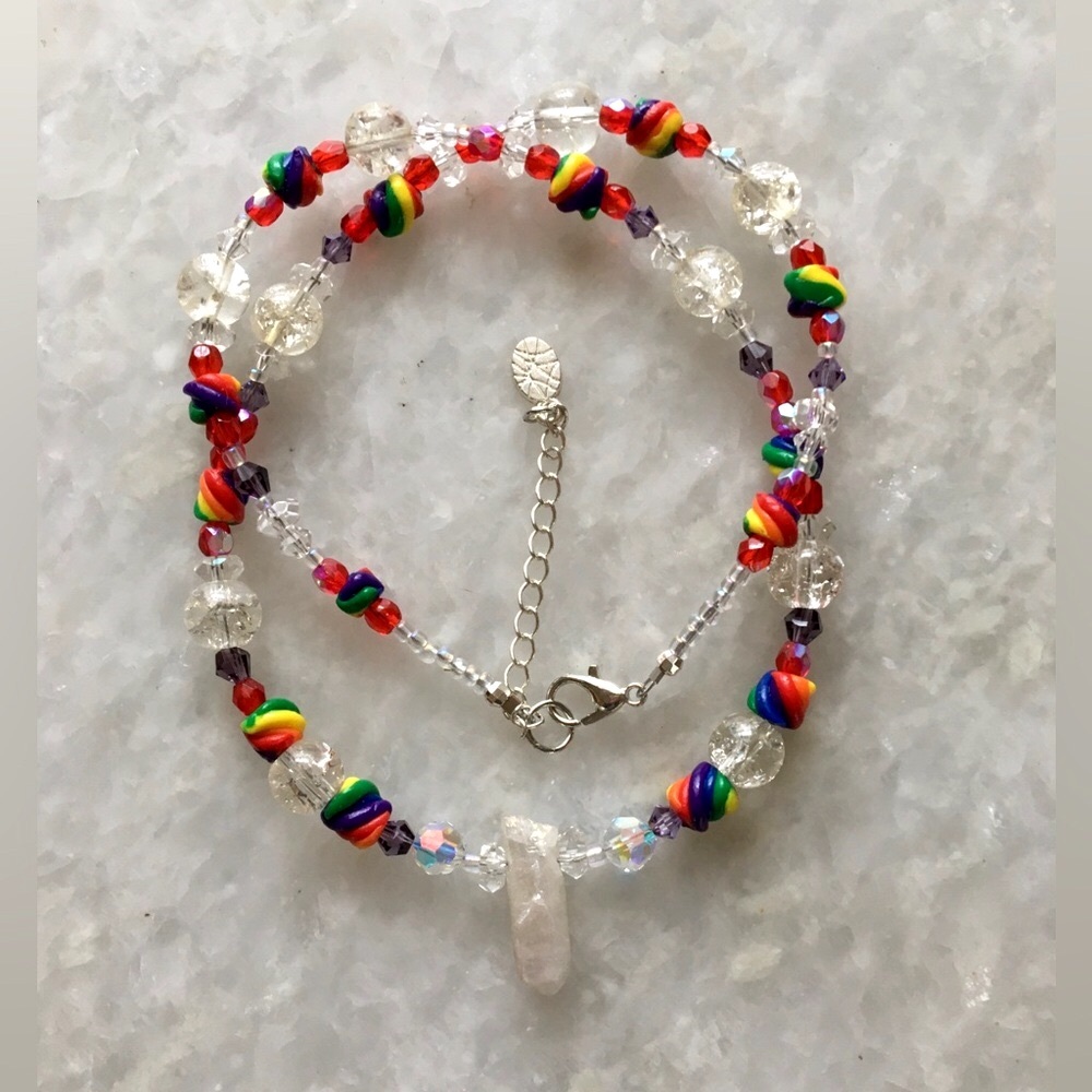 Vibrant Rainbow, Quartz Multicolored Beaded Necklace 💖🦄💕✨🌈